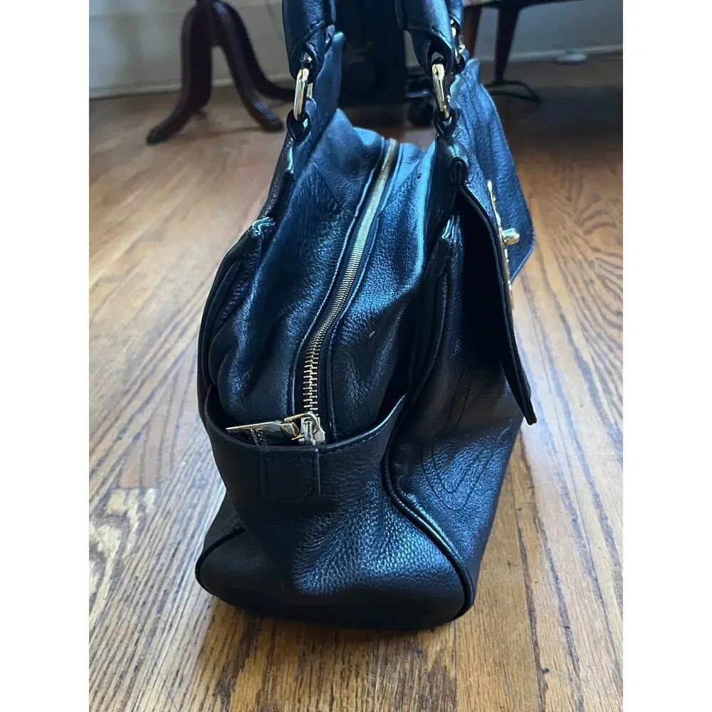 LOVE MOSCHINO Black Leather Tote Shoulder Hand Bag  Women's Size Medium